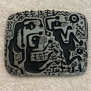 Alice Seely 2000 pewter petroglyph fetish brooch